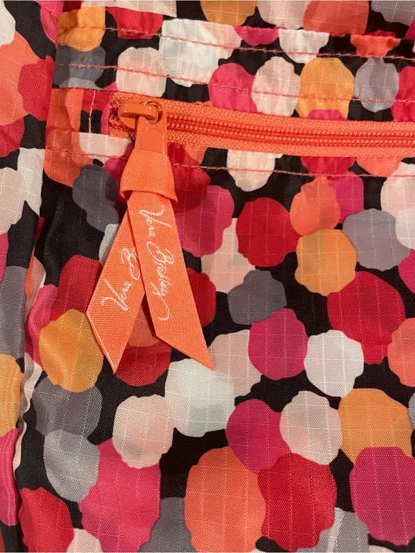 Vera Bradley Pixie Confetti Backpack ReActive Lightweight Pink Orange Double Zip - Image 9