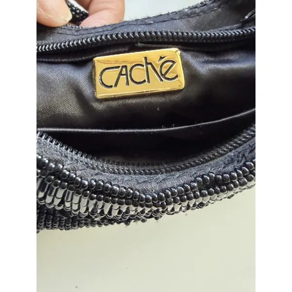 Vintage Cache Black Sequins Mini Crescent Purse Y2K 90s Whimsigoth Formal Witchy - Image 4