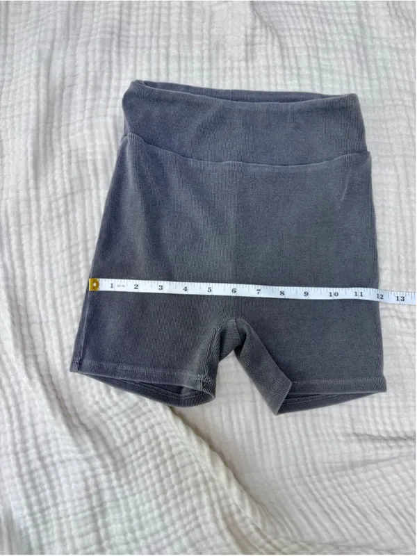Women's Bijou Ribbed Bike Shorts Grey Size M - Image 8