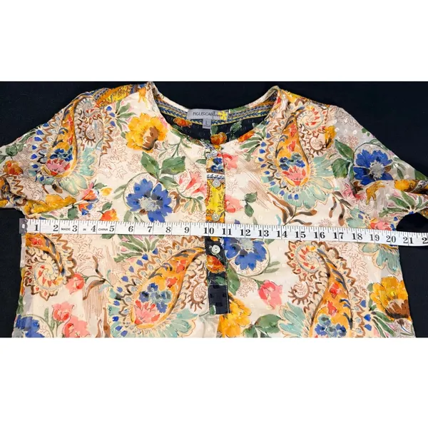 Figueroa & Flower Womens L Floral Paisley Border Print Tassel Tunic Shift Dress - Image 9