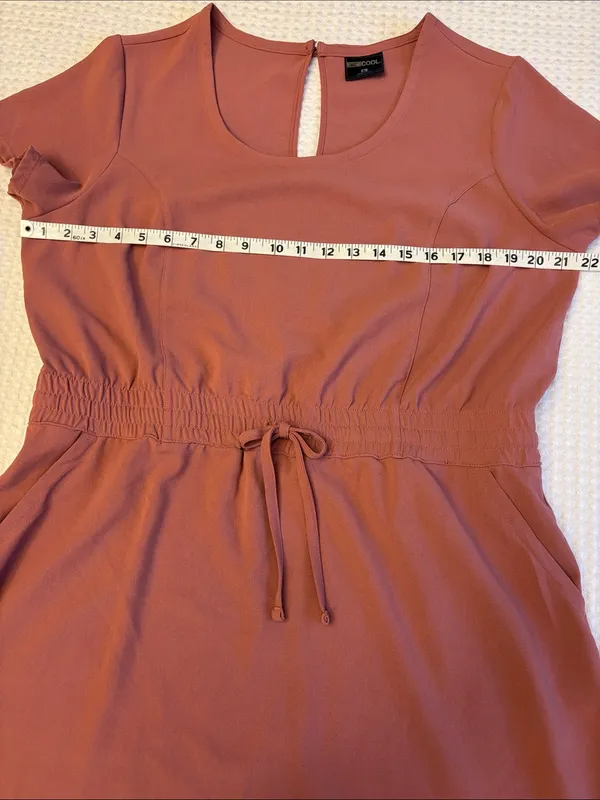 32 Degrees Cool Large Elastic Waist Shirt Dress Mauve Pink Scoop Neck Pockets - Image 10