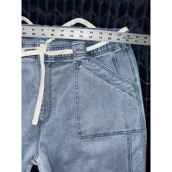 Risen Blue Denim Utility Pocket High‎ Rise Wide Leg Elastic Waistband Size 1XL - Image 7