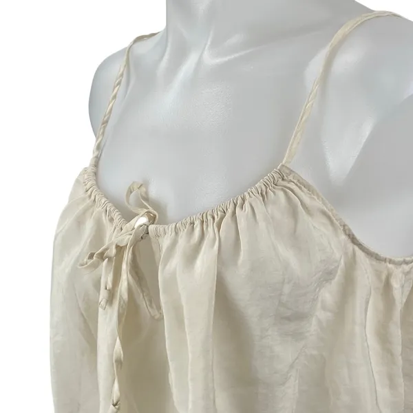 J.Crew Women's Cream Sleeveless Tie Scoop Cami Camisole Cropped Tank Top Size M - Image 3