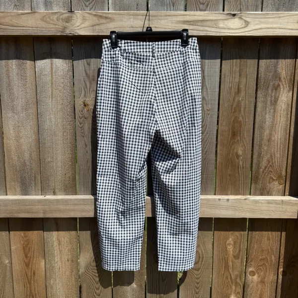 SHEIN Womens Black White Gingham Checkered Straight Leg Pants Size 6 Medium - Image 2