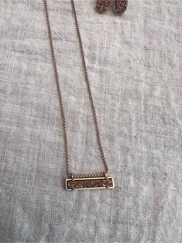 (SET) Kendra Scott Rose Gold Bar Druzy Necklace and Ellie Rose Druzy - Image 5