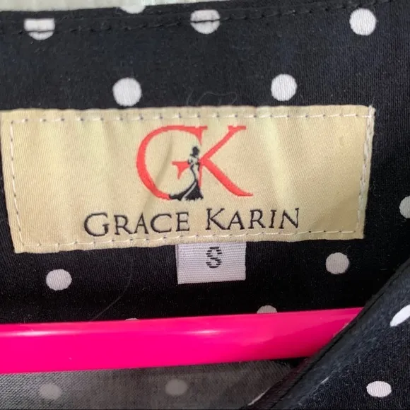 Grace Karin black & white polka‎ dot dress modest - Image 2