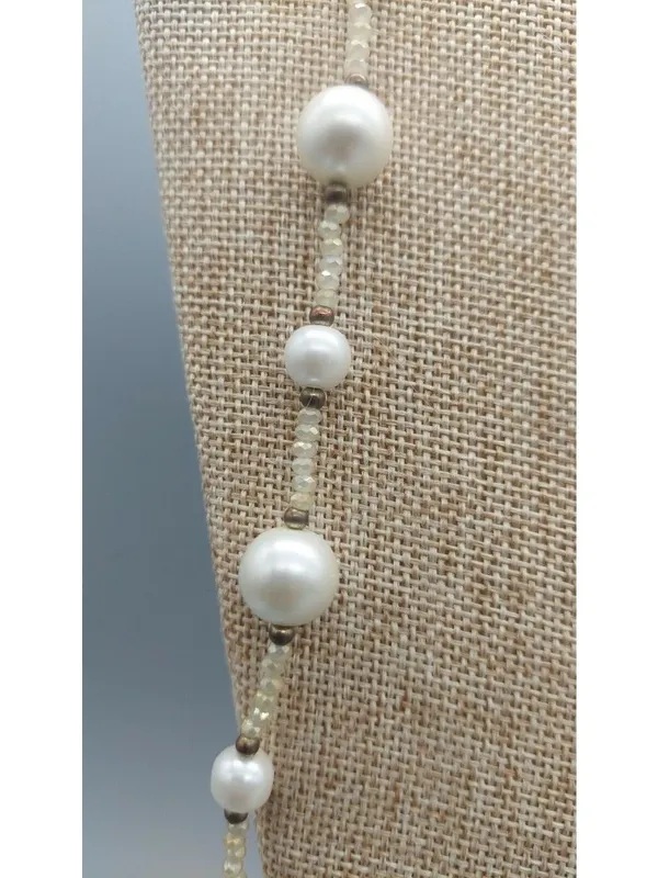 RUSH by Denis & Charles 44” Faux Pearl Crystal Bead Flapper Length Necklace - Image 6