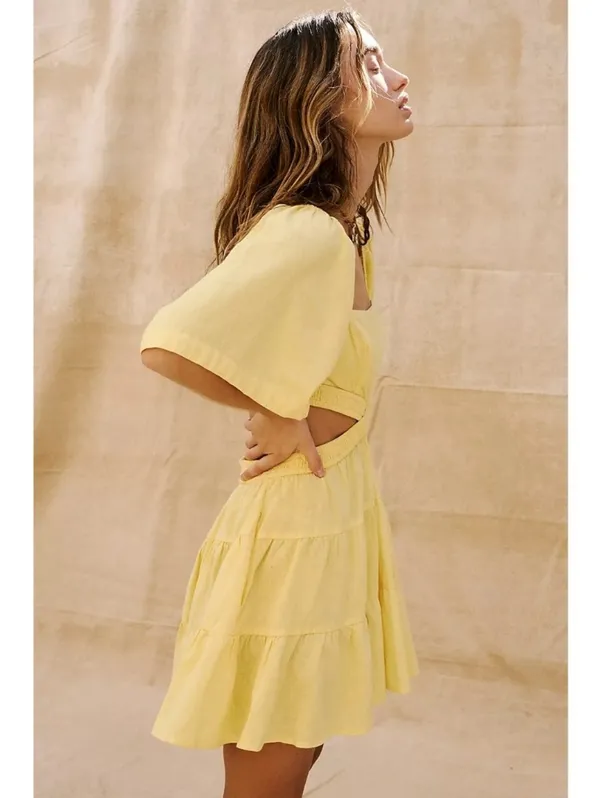 Free People Cross of Sunlight Lilac Cutout Tiered Mini Dress - Image 2