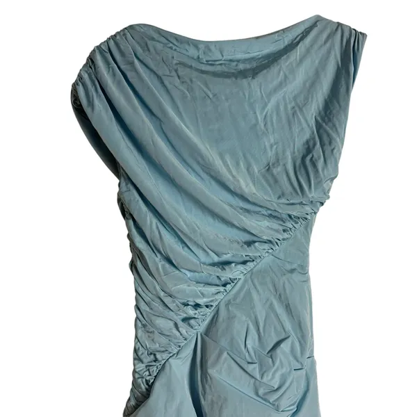 Paris Georgia Kaya Light Blue Ruched Sleeveless Maxi Dress Size S - Image 16