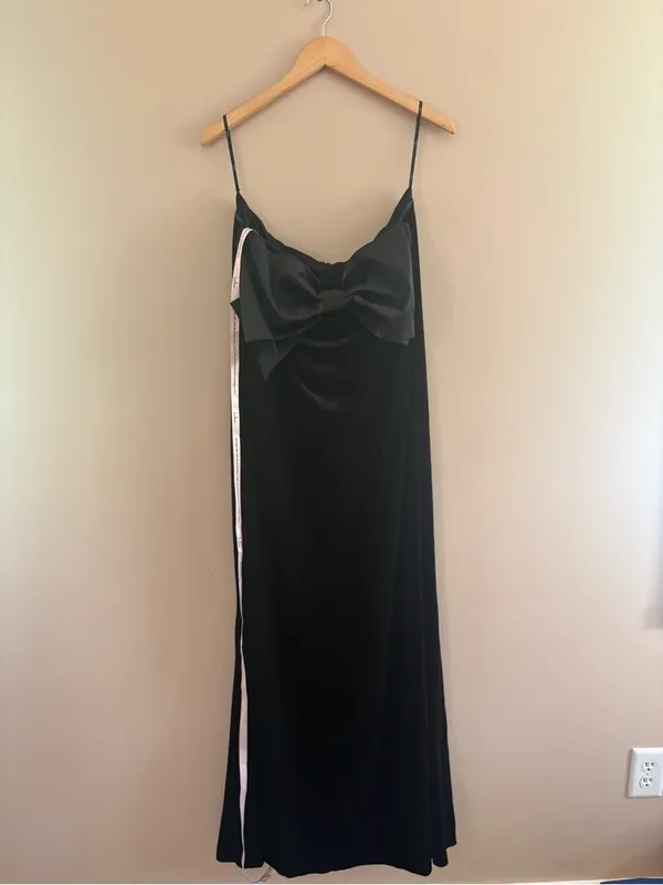 Lulus Dramatic Stunner Black Velvet Bow Strapless Maxi Dress Size XXL old money - Image 4