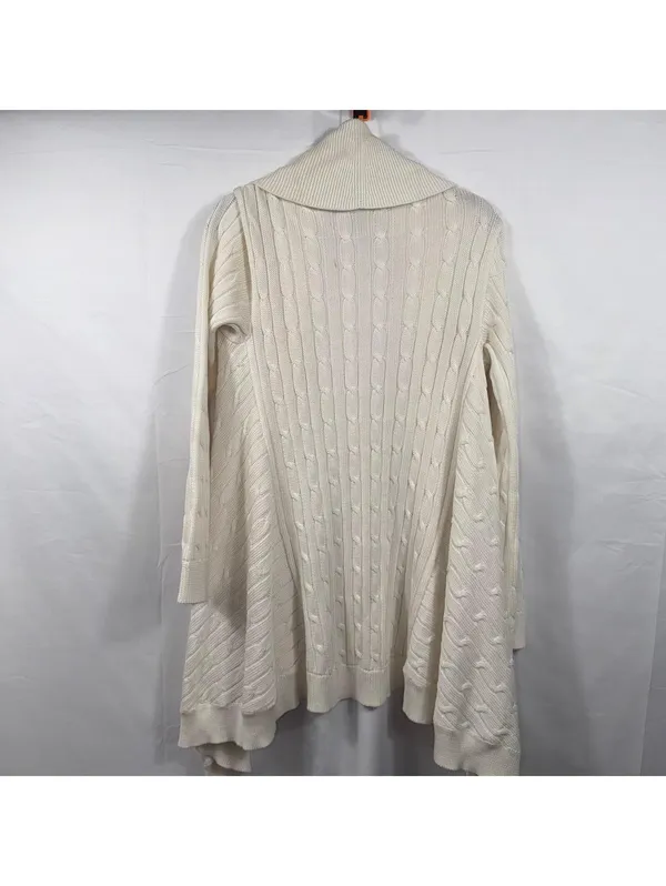 Ralph Lauren Sport Cable Knit Open Cardigan Sweater Women’s XS Cream - Image 6