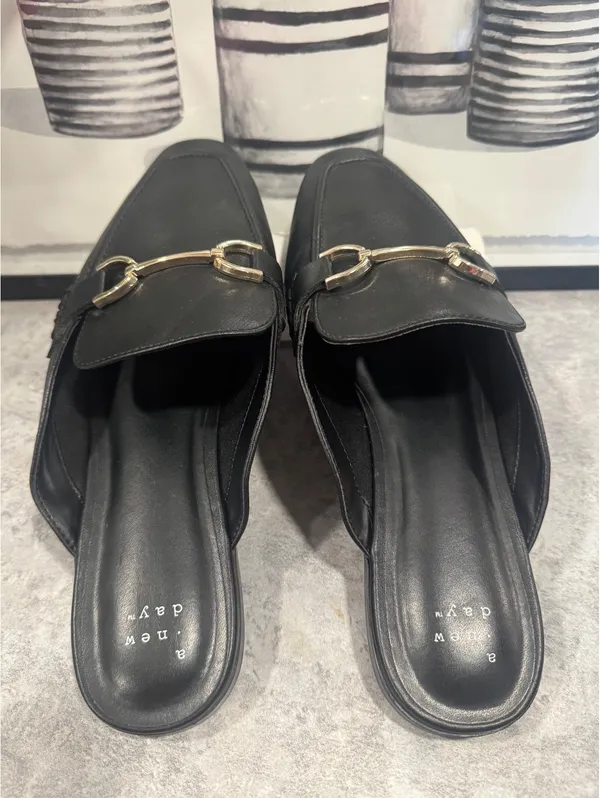 A New Day Slide on Loafer Flats, Black, Size 9 - Image 3