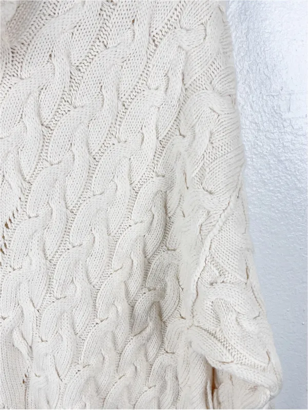 FREE PEOPLE For The Love Of Cables Knit Sweater Cream Turtleneck Sweater Dress - Image 8