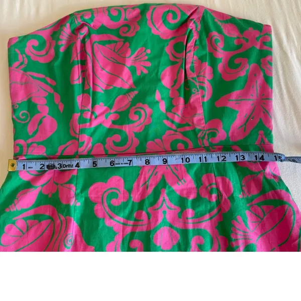 Lilly Pulitzer sz 10 Women Pink Green Crab Scallop Hem Dress Party Preppy Vintage - Image 6