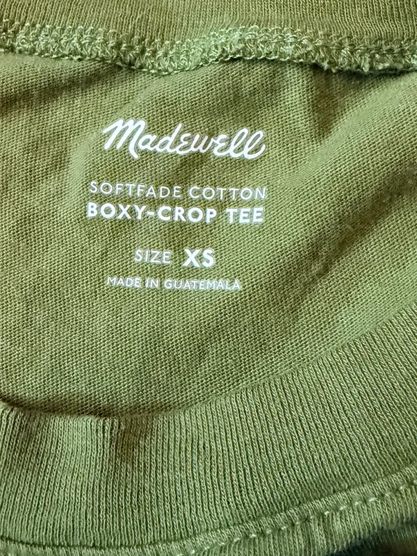 Madewell Softfade Cotton Boxy Crop Tee | XS | Olive Green - Image 3