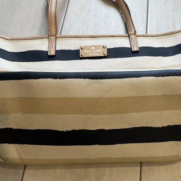 Kate Spade Striped Bondi Road Large Harmony Tote Bag Nautical Coastal Resort - Image 5