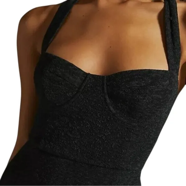 NWT Hutch Anthropologie Halter Lace Corset Underwire Fit & Flare Midi Dress‎ M - Image 4