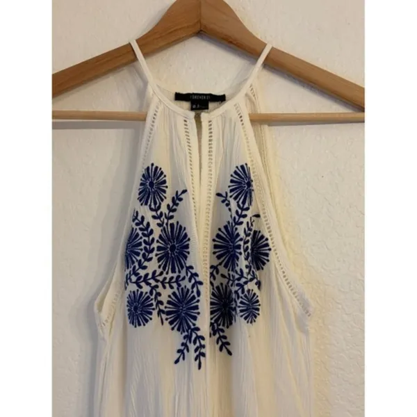 Forever 21 Gauze Embroidered Maxi‎ Dress S Beach Resort Vacation European Summer - Image 5