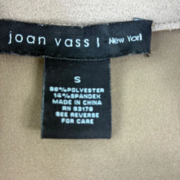 Joan Vass New York Faux Leather Blazer Women S Tan Open Front Faux Suede‎ Career - Image 7
