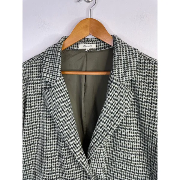 Madewell Houndstooth Plaid Soft Knit Stretch Oversized Blazer Jacket Womens S - Image 3