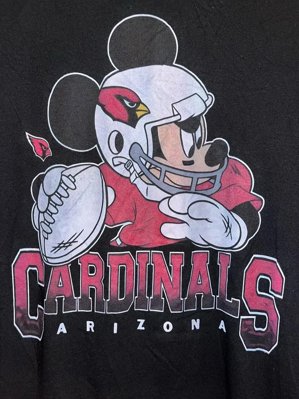 Arizona Cardinals Mickey Mouse Football Graphic Tee Black Size L - Image 2