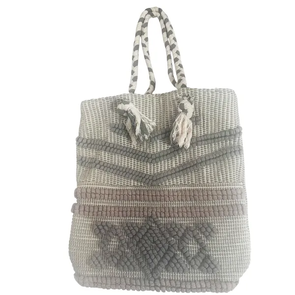 Artisan NY Woven Rope Handle Oversized Gray Boho Beach Tote Bag - Image 8