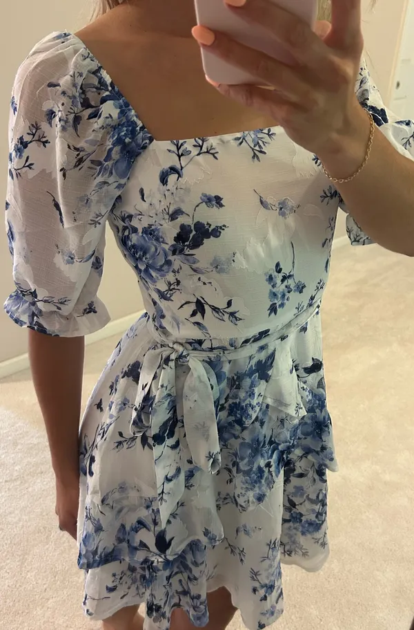 Francesca's Blue & White Floral Mini Dress - Image 2