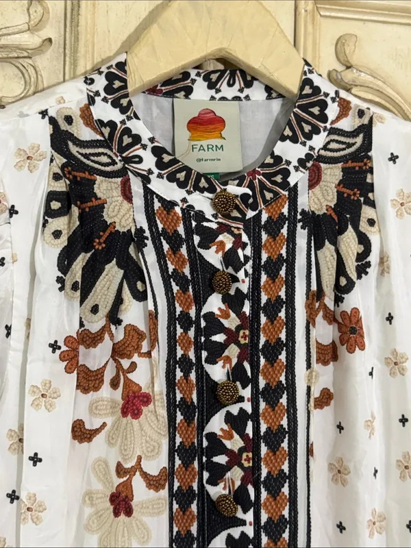Farm Rio Boho floral-print cotton-blend long sleeves mini dress Size XSMALL - Image 7
