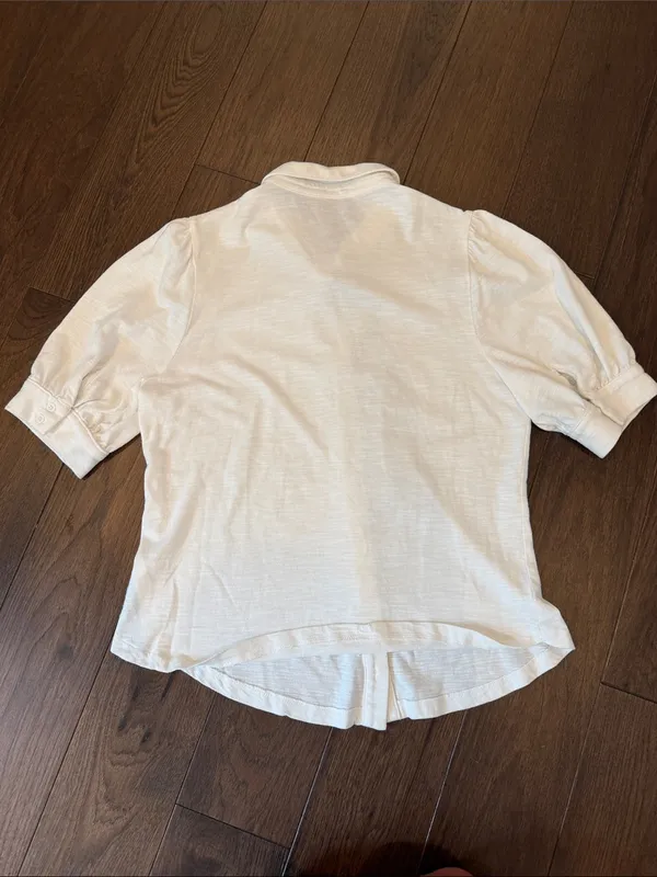 GAP Women’s White Button-Front Puff Sleeve Shirt Size Medium - C4-117 - Image 6