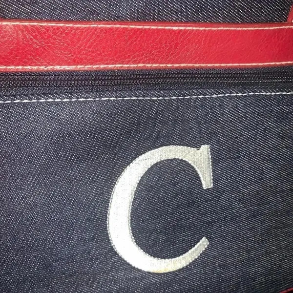 Deadstock vintage y2k denim embroidered c initial purse - Image 3
