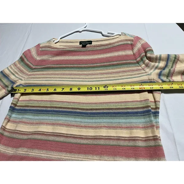 Ralph Lauren L Linen Blend Sweater 3/4 Sleeve Striped Multi Color L BOHO striped - Image 6
