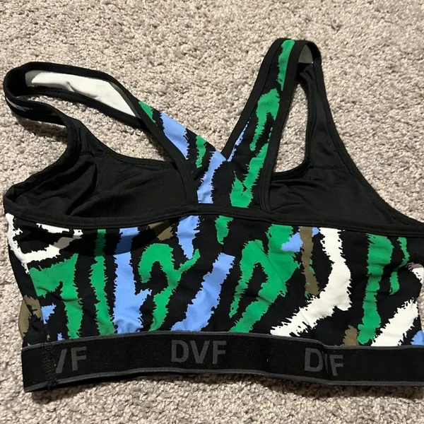 Diane Von‎ Furstenberg Target Disco Zebra Green Racerback Sports Bra L - Image 7