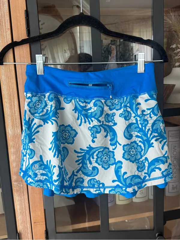 Lululemon Run Chase Me Skirt skort mini Laceoflage Polar Cream Beaming Blue - Image 2