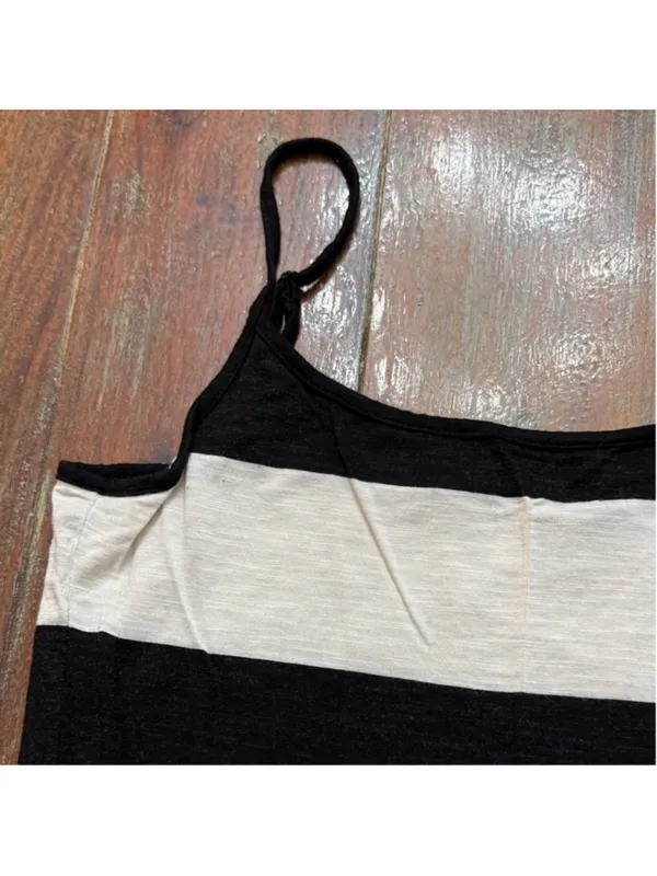 Loft Black and White Striped Tank Top Medium - Image 3