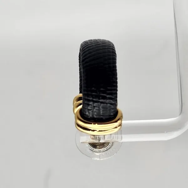 Joan Rivers Black Snakeskin Textured Hoop Earrings with Gold Accents - Image 2
