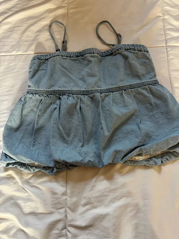 American Eagle Denim Bubble Tube Top - Image 2