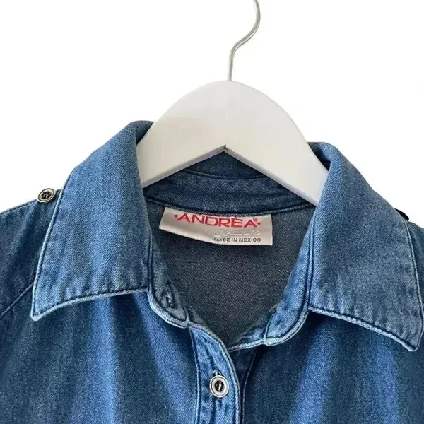 Andrea Jeans Sleeves Denim Blue Button Down Algodon Casual Minimalist Bohemian W - Image 2
