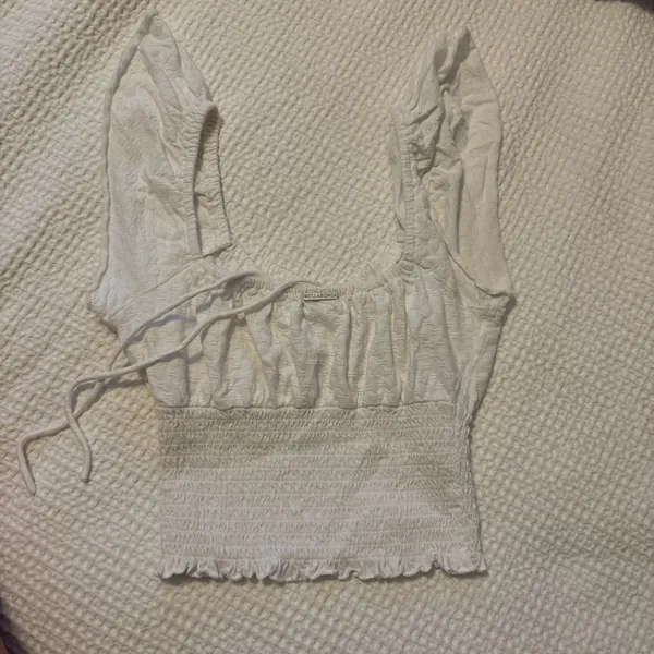 Billabong White Cropped Blouse - Image 2
