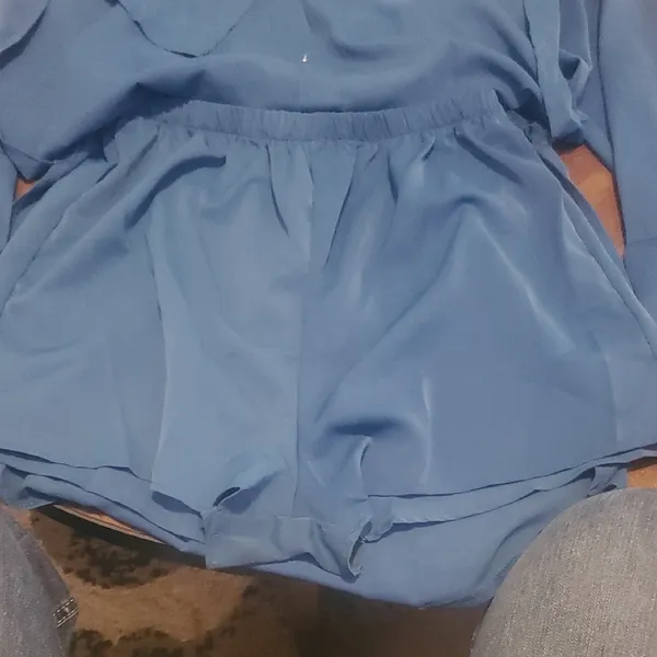 Elegant Blue Romper Dress Size M - Image 5