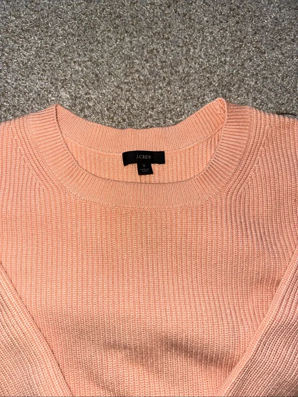 J. Crew Women's Peach Ribbed Stretch Crewneck Sweater - Image 3