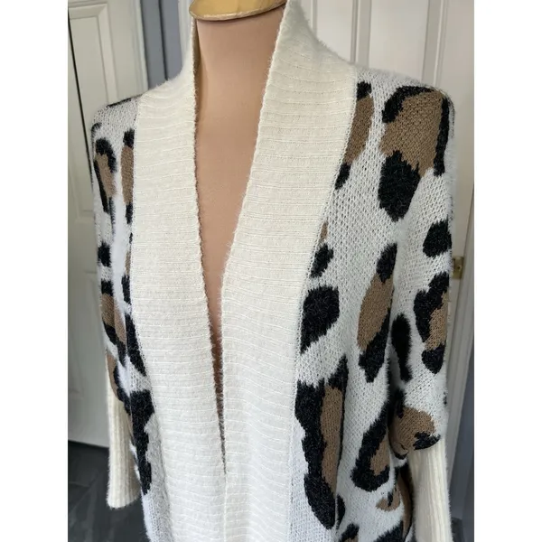 Animal Leopard Print Cozy Long Line Cardigan Sweater Soft Comfy‎ - Image 2
