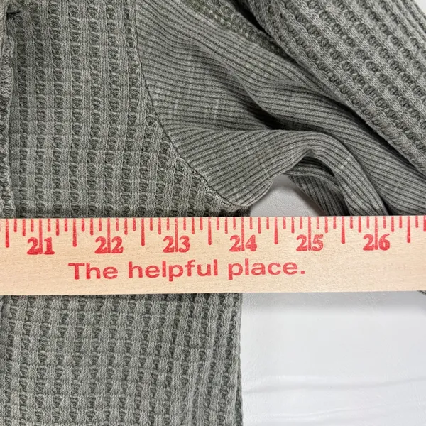 Briggs Womens XL Sage Green Waffle Knit Shacket Mixed Media Button Down Shirt - Image 4