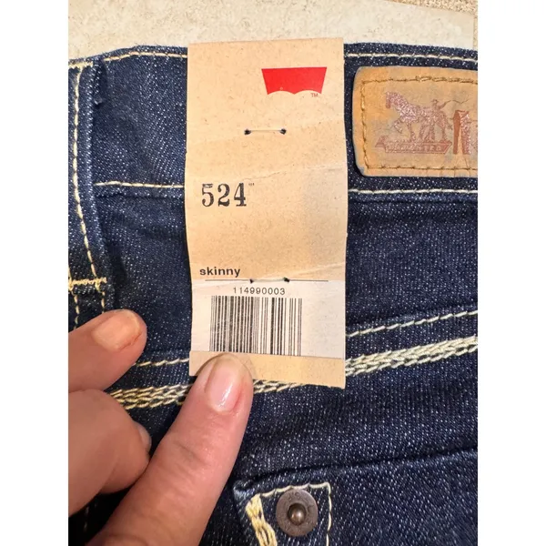 Levis 524 Too NWT Superlow Skinny Jeans Dark Wash Indigo Low Rise Denim Size 2 - Image 8