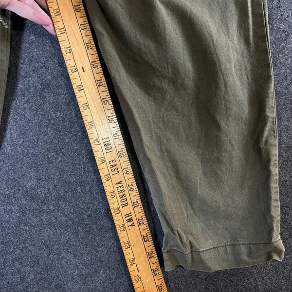 Abercrombie & Fitch Olive Green Linen Blend Pleated Tapered Pants Size L - Image 7