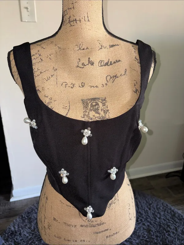 Pretty Little Thing SHAPE BLACK EMBELLISHED CORSET TOP CO-ORD - Image 2