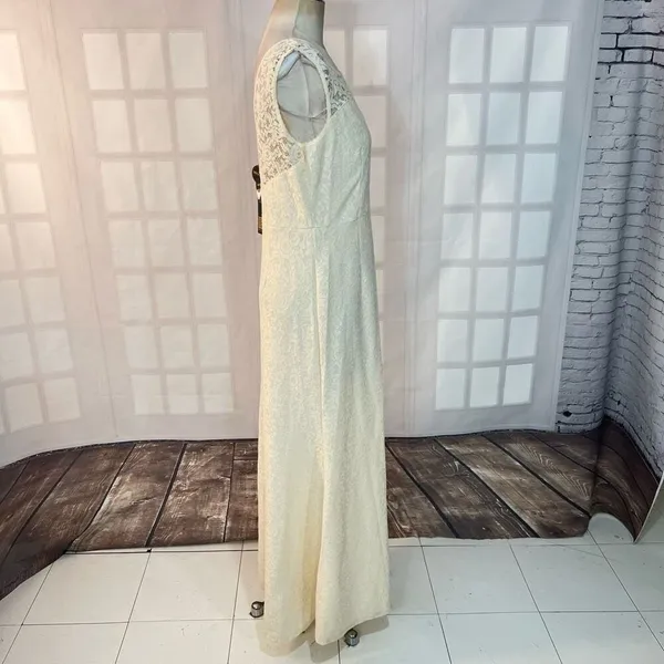 Miusol NWT Cream Floral Lace Sleeveless V-Back Maxi Length Dress Size XL - Image 4