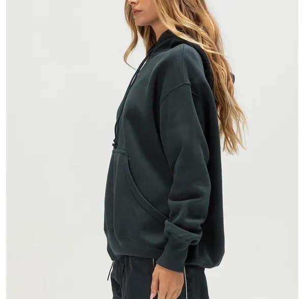 Nike Women's Dark Green Swoosh Pullover Hoodie - Image 3