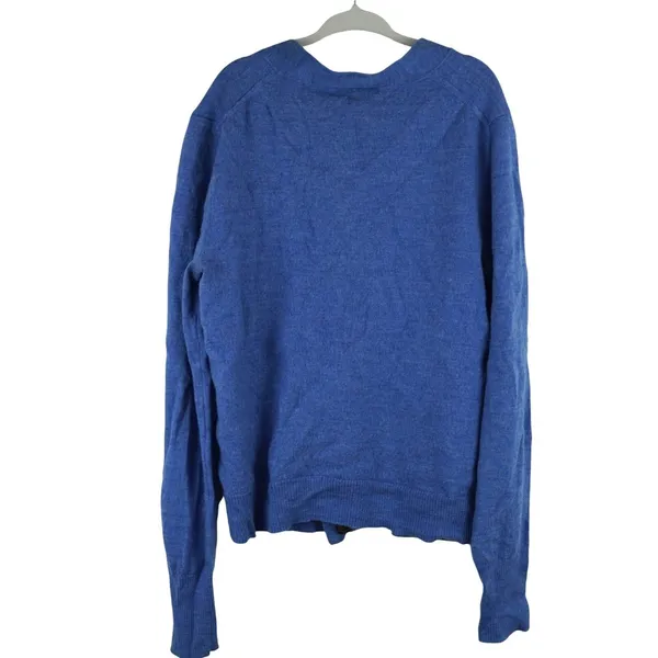 J Crew Blue Merino Wool Cardigan Sweater Womens Small V Neck Button Pockets - Image 5