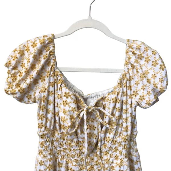 LPA Revolve Yellow and White Off Shoulder Women’s Sun midi Dress Size Large - Image 7