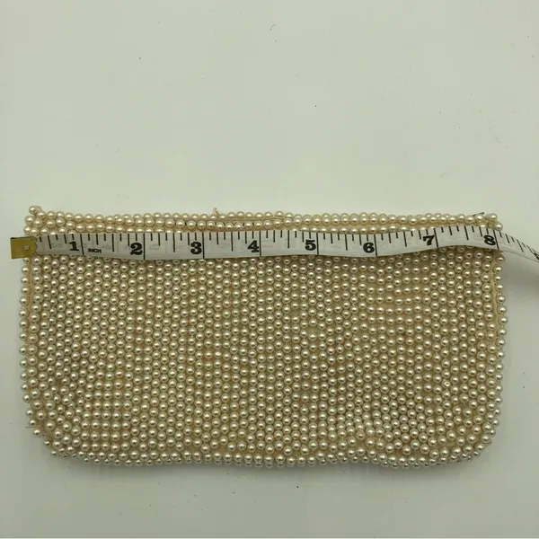 Vintage Cream/White Pearl Style Beaded Clutch OS - Image 10